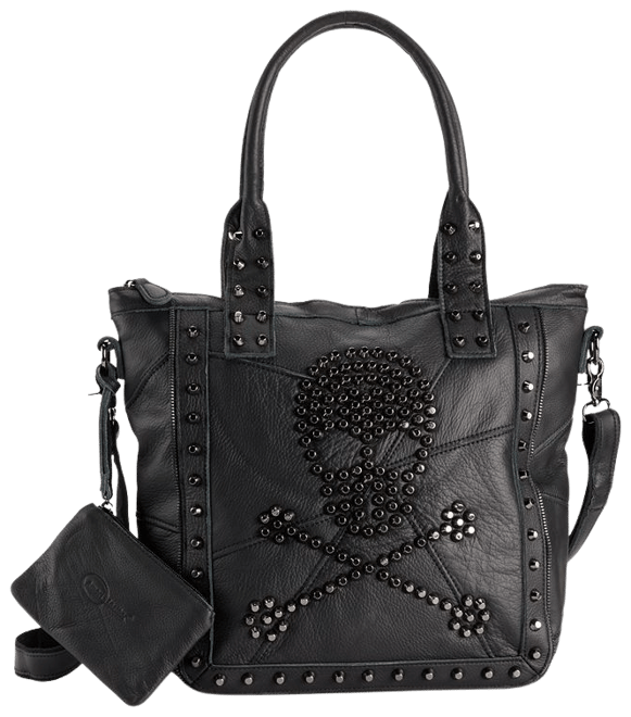 AmeriLeather QMetal Crossbones Leather Tote Bag