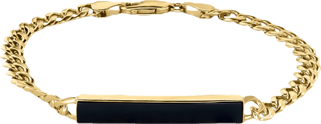 Effy Men's Onyx Plate Link Bracelet in 14k Gold-Plated Sterling Silver