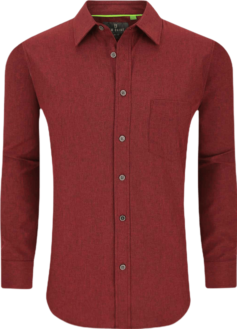 Men's Slim Fit Performance Long Sleeve Solid Button Down Dress Shirt