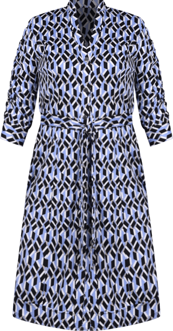 Petite Elbow Sleeve Y Neck Shirtdress