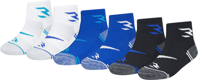 Boys Nike 3BRAND by Russell Wilson 6-Pack Crew Socks, Boy's, Size: 9-11, Blue