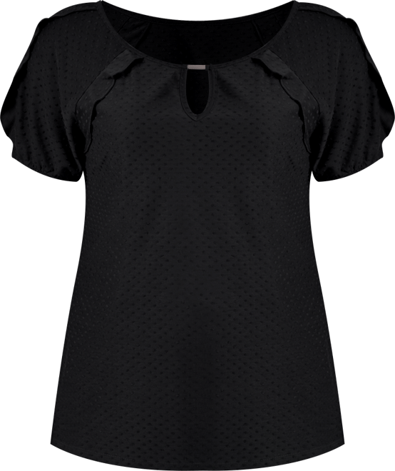 Petite Swiss Dot Short Sleeve Top