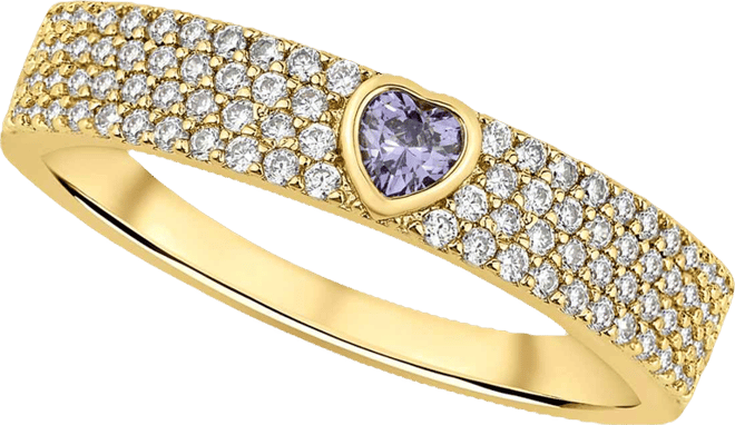 Cubic Zirconia 18K Gold-Plated Heart Ring