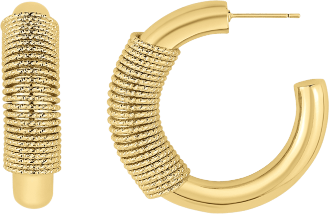 Fine Silver-Plated or 18K Gold-Plated Coil Puff C Hoop Earring