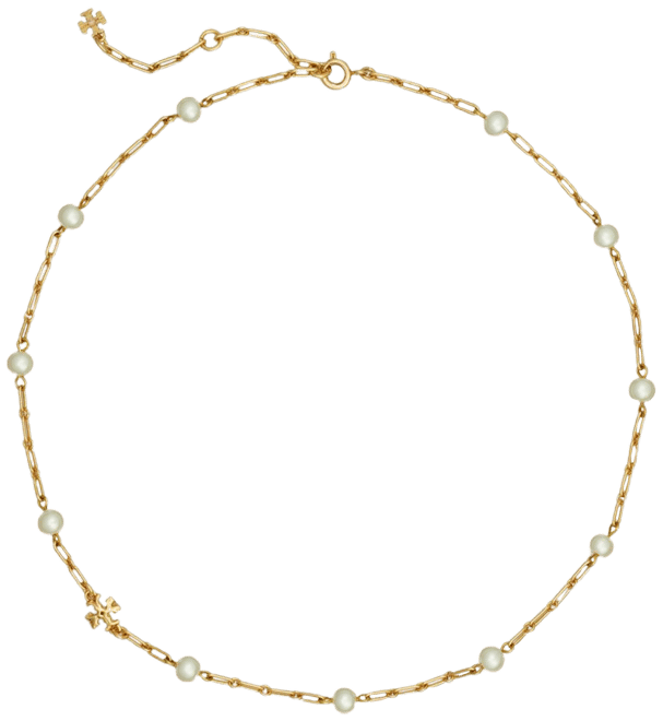 Tory Burch Thin Roxanne Imitation Pearl Chain Necklace, 