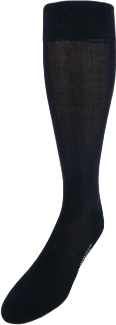 Men's Jasper Mercerized Cotton Ribbed Mid-Calf Solid Color Socks