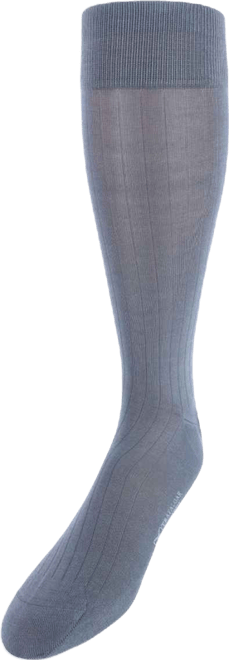 Men's Jasper Mercerized Cotton Ribbed Mid-Calf Solid Color Socks