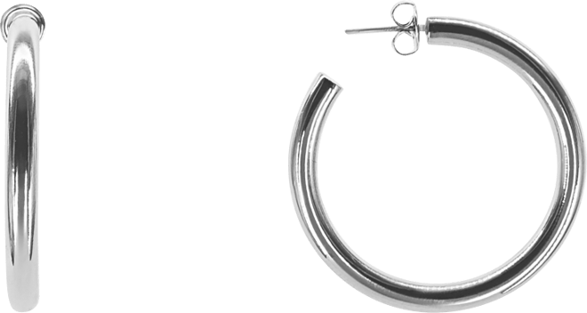 Liv 1 1/2" Medium Hoops in White Gold- Plated Brass, 40mm