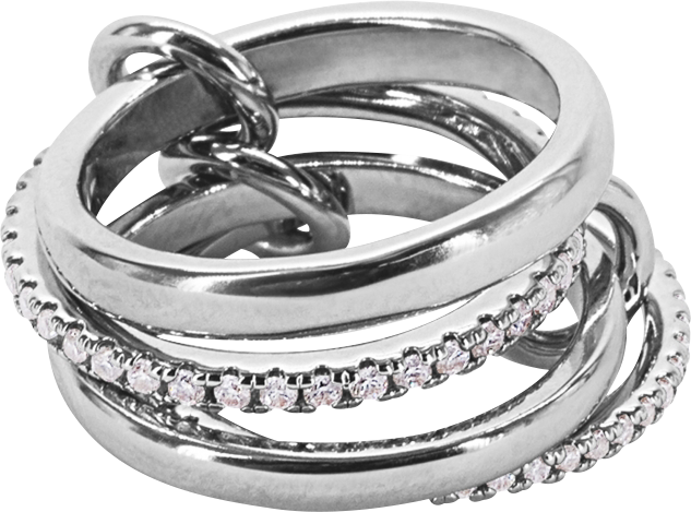 Stackable Roseline Ring in White Gold-Plated Brass