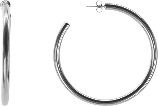 Liv 2 1/3" Large Hoops in White Gold- Plated Brass, 60mm