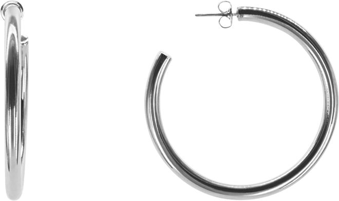 Liv 2" Medium Hoops in White Gold- Plated Brass, 50mm
