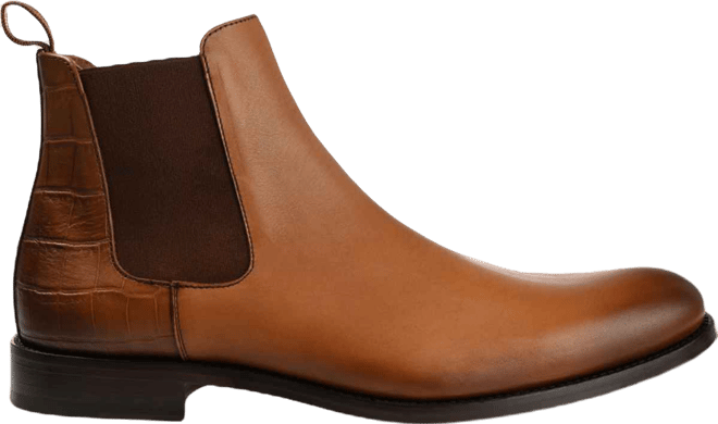 Men's Hiro Leather and Embossed Croc Detailing Chelsea Boots
