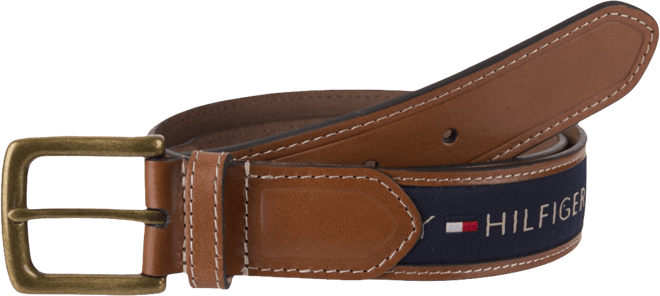 Men's Tri-Color Ribbon Inlay Leather Belt