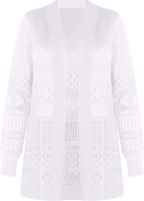 Women's Pointelle Long Sleeves Open Cardigan Sweater