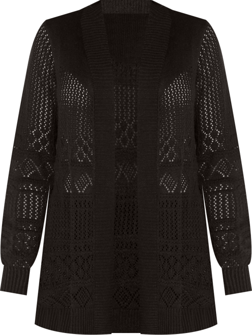 Women's Pointelle Long Sleeves Open Cardigan Sweater