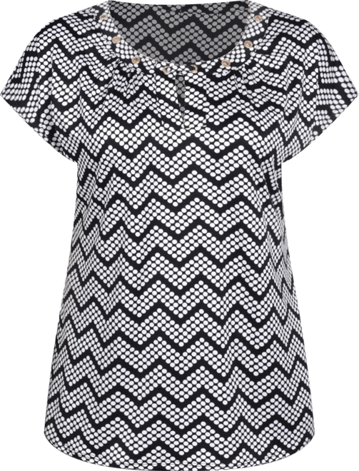 Petite Grommet Neck Knit Short Extended Sleeve Top