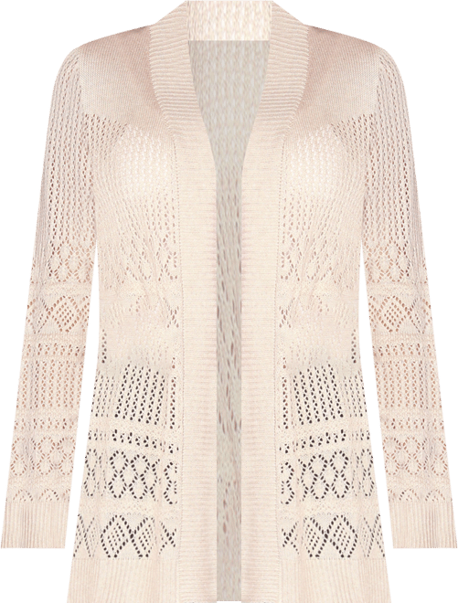 Women's Pointelle Long Sleeves Open Cardigan Sweater