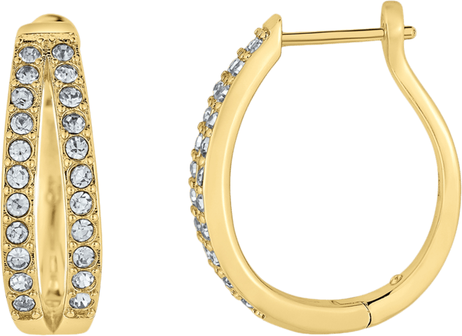 Gold Plated Crystal Stone Hinged Hoop Earrings