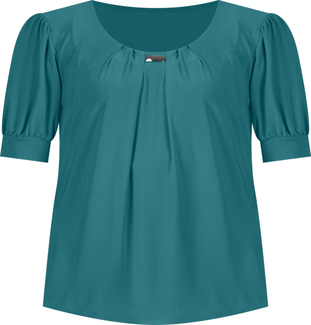 Plus Size Short Balloon Sleeve Top with Hardware