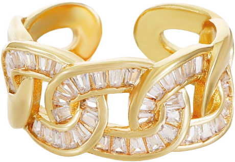 Adjustable Cubic Zirconia 18K Gold Plated Link Ring