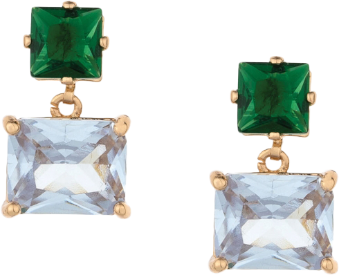 Green Velveteen 18K Gold Plated Drop Earrings