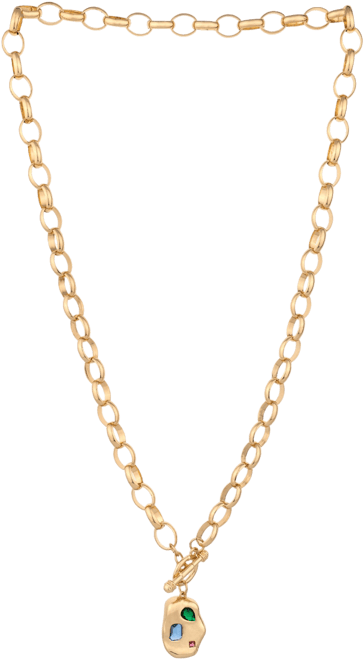 Rainbow 18K Gold Plated Nugget Toggle Necklace