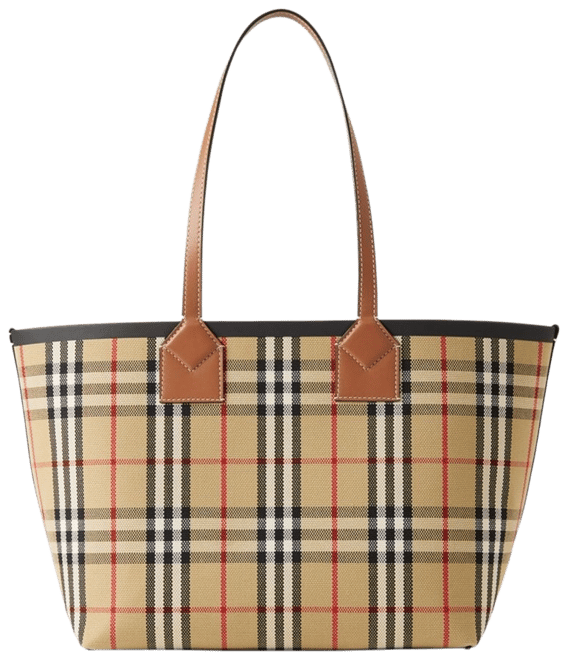 Burberry small check detail leather tote shop bag