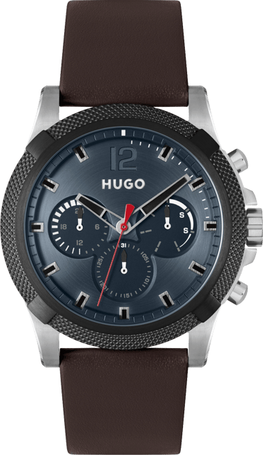 Hugo boss black & 2025 red leather chronograph watch