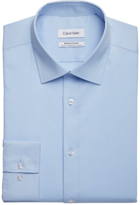 Nederigheid Daarom aanraken Calvin Klein Slim Fit Spread Collar Dress Shirt, Light Blue - Men's Shirts  | Men's Wearhouse