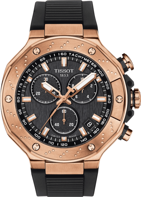 Men's Swiss Chronograph T-Race Black Strap Watch 45mm