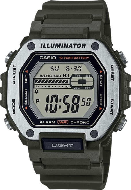 Casio Men's Digital Green Resin Watch 47.2mm, MWD110H-3AV - Macy's