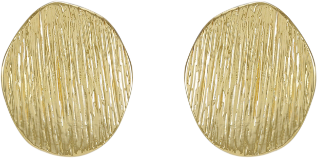 Gold-Tone Texturized Pebble Coin Earrings