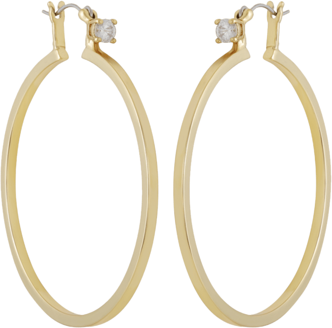 Gold-Tone Cubic Zirconia Large Hoops Earrings