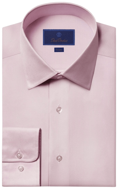 David Donahue Trim Fit Royal Oxford Dress Shirt - Pink - 16 34/35