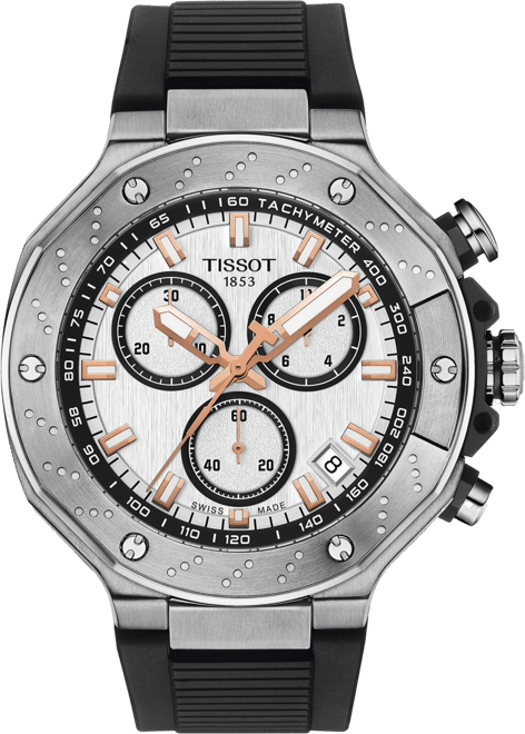 Men's Swiss Chronograph T-Race Black Strap Watch 45mm