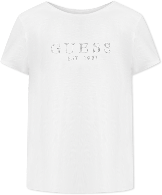 売れ筋商品|||ゲス Tシャツ トップス レディース Women's 1981 Crystal Logo Cotton T-Shirt Pure White GUESS Women's 1981 Crystal Logo Cotton T-Shirt - Macy's