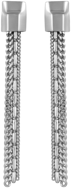 Silver-Tone Mixed Chain Linear Tassel Dangle Drop Earrings