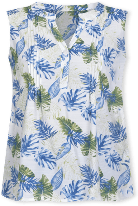 Plus Size Sleeveless Pintucked Blouse