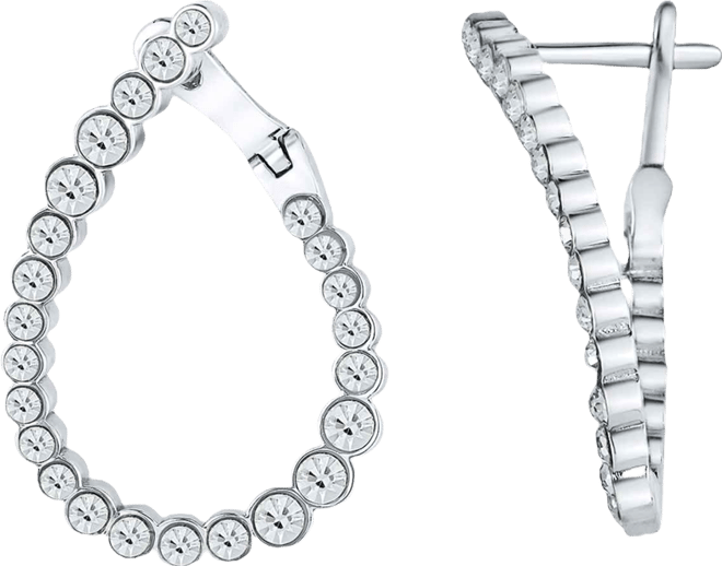 Crystal Stone Pear Shape Post Hoop Earrings