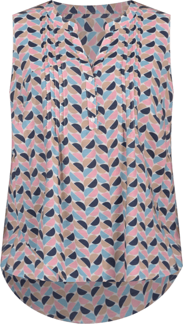 Plus Size Sleeveless Pintucked Blouse