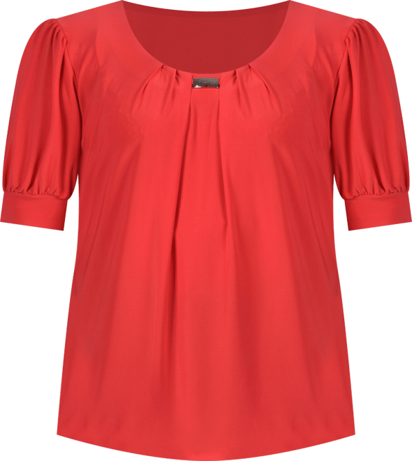 Plus Size Short Balloon Sleeve Top with Hardware