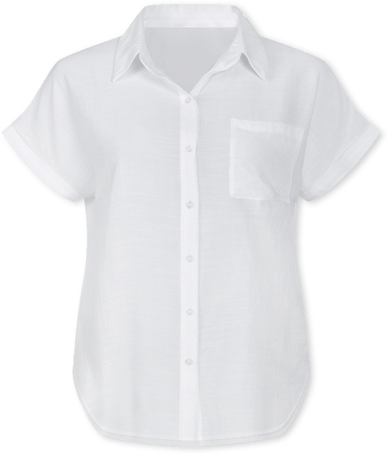 Plus Size Short Sleeve Woven Front and Jersey Back Top