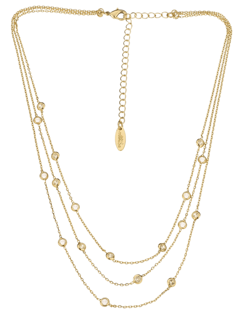 Perfect Cubic Zirconia Dotted 18K Gold Plated Layered Necklace