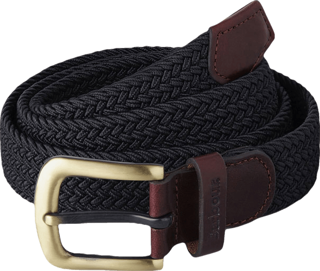 Men's Stretch Webbing Belt with Faux-Leather Trim