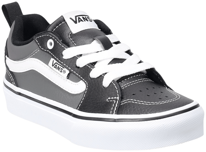 Off White Kids Vulcanized Low-top Calf Leather Sneakers, Brand Size 32 (1 Little Kids) in Black/White