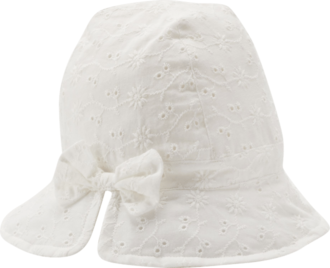 White eyelet sun store hat baby girl