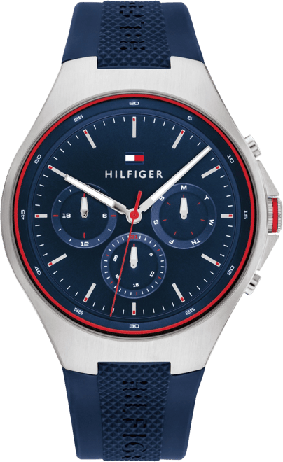 Tommy hilfiger men's blue silicone 2024 strap watch