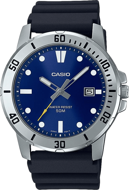 Men's Three-Hand Black Resin Watch 45mm, MTPVD01-2EV