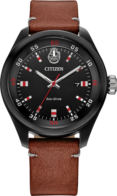 Eco-Drive Men's Star Wars Chewbacca Brown Leather Strap Watch 43mm