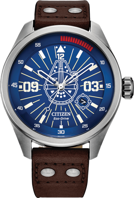 Eco-Drive Men's Star Wars Han Solo Brown Leather Strap Watch 43mm